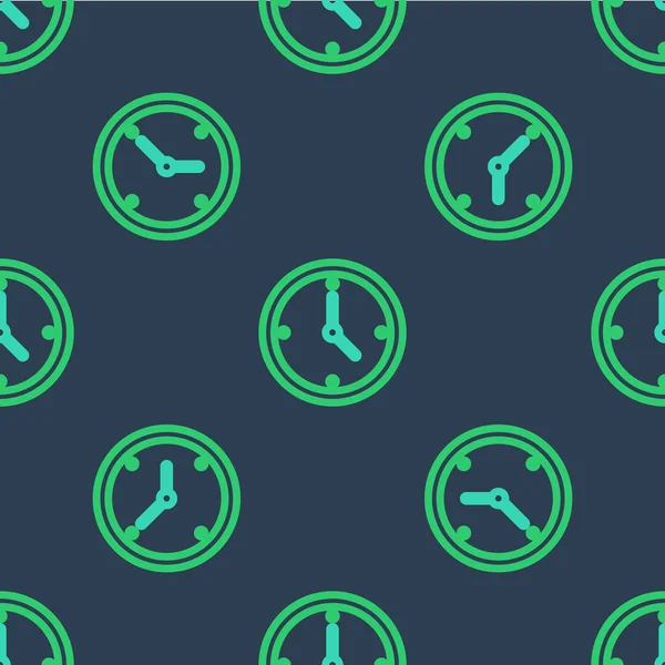Linje Klocka ikonen isolerade sömlösa mönster på blå bakgrund. Tidssymbol. Vektor — Stock vektor