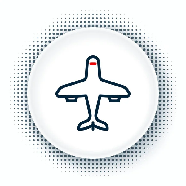 Çizgi düzlemi simgesi beyaz arkaplanda izole edildi. Uçan uçak ikonu. Uçak tabelası. Renkli taslak konsepti. Vektör — Stok Vektör