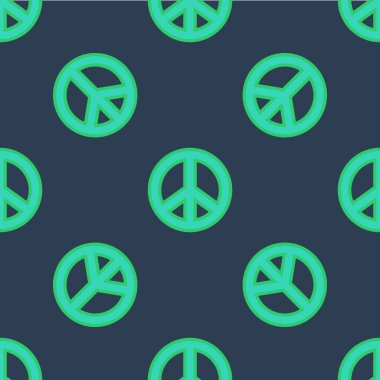 Hat Barış simgesi mavi arka planda kusursuz desen izole etti. Hippi barış sembolü. Vektör