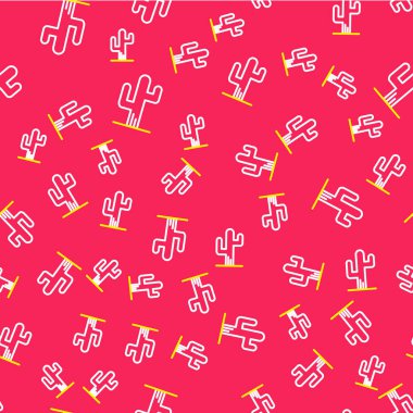 Çizgi Kaktüsü simgesi kırmızı arkaplanda izole edilmiş. Vektör