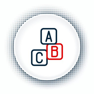 Hat ABC blok simgesi beyaz arkaplanda izole edildi. A, B, C harfli alfabe küpleri. Renkli taslak konsepti. Vektör