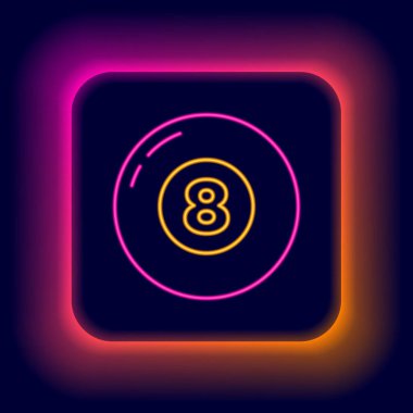 Parlayan neon hattı bilardo topu ikonu siyah arka planda izole edildi. Renkli taslak konsepti. Vektör