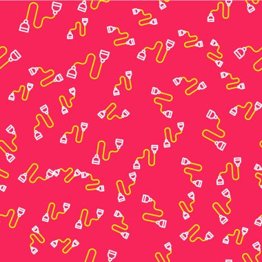 Satır Göğüs açıcı simgesi kırmızı arkaplanda izole edilmiş. Vektör