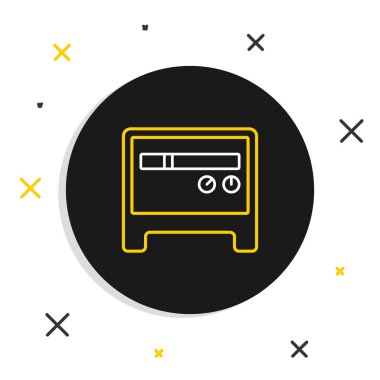 Beyaz arkaplanda Gitar amfisi simgesi izole edildi. Müzik aleti. Renkli taslak konsepti. Vektör