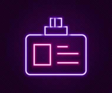 Parlayan neon hattı kimlik tanımlama simgesi siyah arkaplanda izole edildi. Sunum için, şirketin kimliği için, reklam için kullanılabilir. Renkli taslak konsepti. Vektör