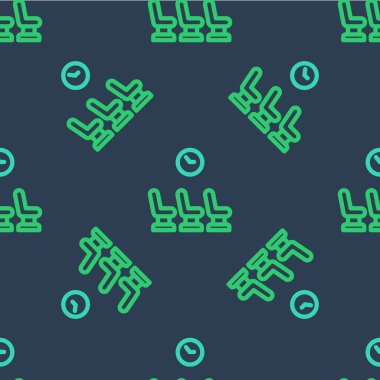 Hat Bekleme Odası simgesi mavi arkaplanda izole edilmiş kusursuz desen. Vektör