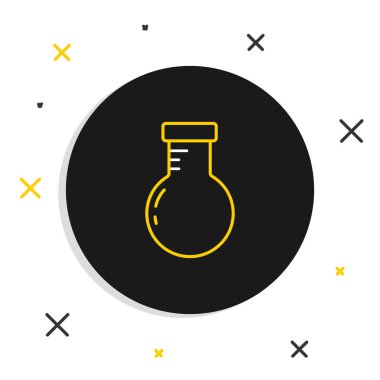 Çizgi Test tüpü ve kimyasal test ikonu beyaz arka planda izole edildi. Laboratuvar cam levhası. Renkli taslak konsepti. Vektör