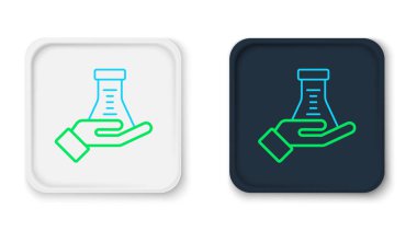 Çizgi Test tüpü ve kimyasal test ikonu beyaz arka planda izole edildi. Laboratuvar cam levhası. Renkli taslak konsepti. Vektör
