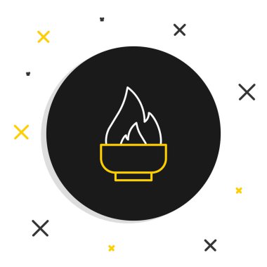 Beyaz arka planda izole edilmiş çizgi alkol veya ruh yakıcı ikonu. Kimyasal ekipman. Renkli taslak konsepti. Vektör