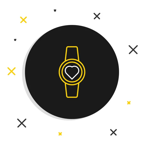 Línea Smartwatch icono aislado sobre fondo blanco. Concepto de esquema colorido. Vector — Vector de stock
