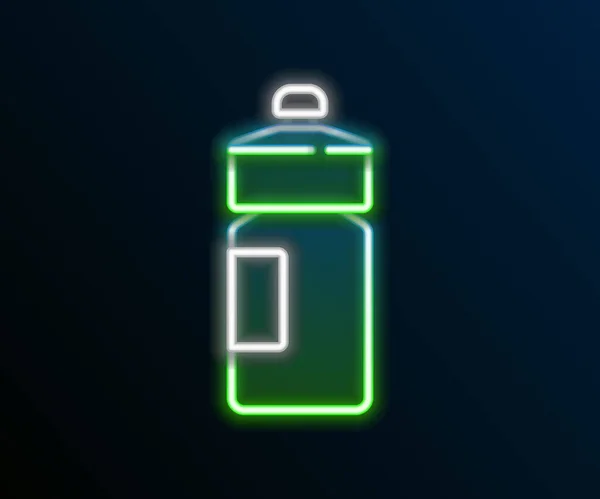 Leuchtendes neonfarbenes Fitness Shaker Symbol isoliert auf schwarzem Hintergrund. Sport-Shakerflasche mit Deckel für Wasser und Proteincocktails. Buntes Rahmenkonzept. Vektor — Stockvektor