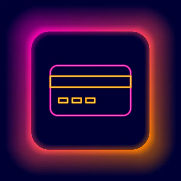 Glowing neon line Credit card icon isolated on black background. Online payment. Cash withdrawal. Financial operations. Shopping sign. Colorful outline concept. Vector — Stock Vector