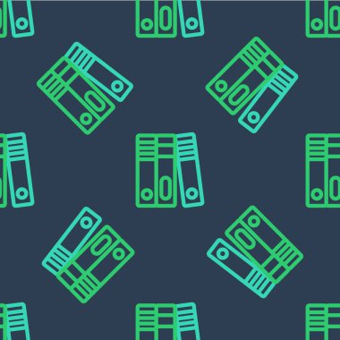 Kağıtlı ve belgeli Satır Ofisi klasörleri mavi arkaplanda izole edilmiş kusursuz desen. Ofis dosyaları. Dosya arşivleme işareti. Vektör