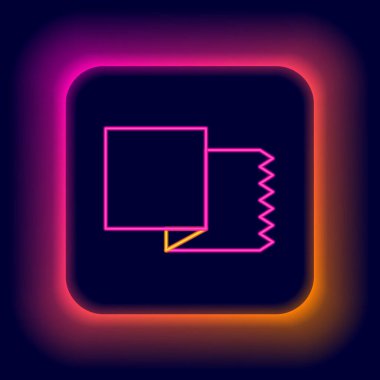 Parlayan neon hattı Tekstil kumaş rulo simgesi siyah arkaplanda izole edildi. Yuvarlan, paspas, halı, halı, halı ya da kağıt rulo ikonu. Renkli taslak konsepti. Vektör