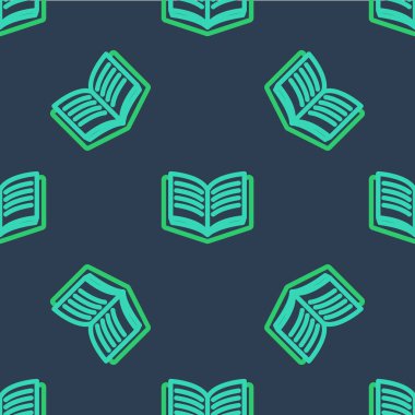 Satır Açık kitap simgesi mavi arkaplanda izole edilmiş kusursuz desen. Vektör