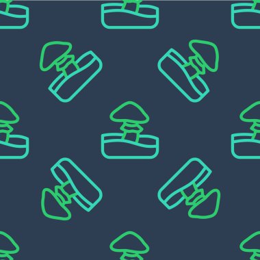 Çizgi mantar simgesi mavi arkaplanda izole edilmiş. Vektör