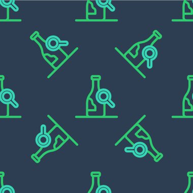 Şarap ikonu çizgisi mavi arka planda izole edilmiş. Şarapla ilgili detaylar. Vektör