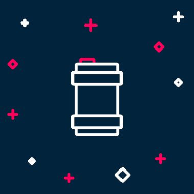 Line Metal bira fıçısı ikonu mavi arka planda izole edildi. Renkli taslak konsepti. Vektör