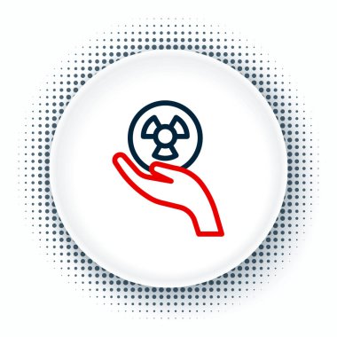 El simgesindeki çizgi radyoaktif beyaz arka planda izole edildi. Radyoaktif zehirli sembol. Radyasyon tehlikesi işareti. Renkli taslak konsepti. Vektör