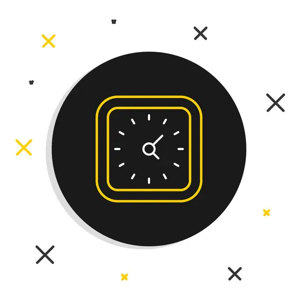 Linje klocka ikon isolerad på vit bakgrund. Tidssymbol. Färgstarkt skisskoncept. Vektor — Stock vektor