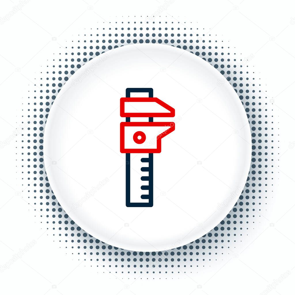 Line Calliper or caliper and scale icon isolated on white background. Precision measuring tools. Colorful outline concept. Vector