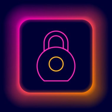 Parlayan neon çizgisi Kettlebell simgesi siyah arkaplanda izole edildi. Spor malzemeleri. Renkli taslak konsepti. Vektör