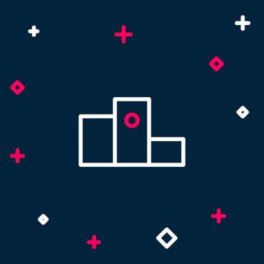 Mavi arka planda izole edilmiş spor ödüllü podyum ikonu. Renkli taslak konsepti. Vektör