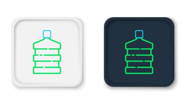 Beyaz arka planda temiz su ikonu olan büyük şişe hattı. Soğutucu için plastik kap. Renkli taslak konsepti. Vektör