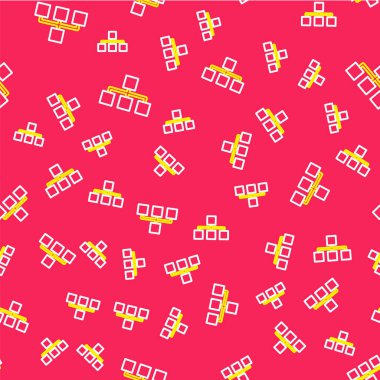 Line Business hiyerarchy organogram grafiksel bilgi ikonu kırmızı arkaplanda izole edilmiş pürüzsüz desen. Kurumsal yapı grafik elementleri. Vektör