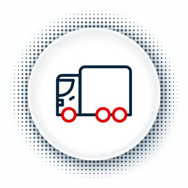 Çizgi teslimat kamyonu ikonu beyaz arka planda izole edildi. Renkli taslak konsepti. Vektör