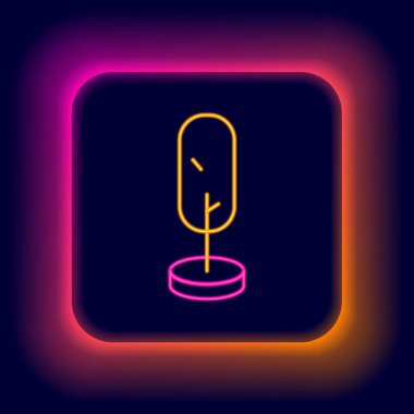 Parlayan neon çizgisi ağaç simgesi siyah arkaplanda izole edildi. Orman sembolü. Renkli taslak konsepti. Vektör