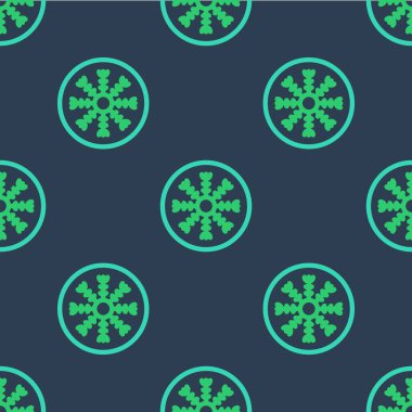 Çizgi Kar Tanesi simgesi mavi arkaplandaki kusursuz deseni izole etti. Vektör