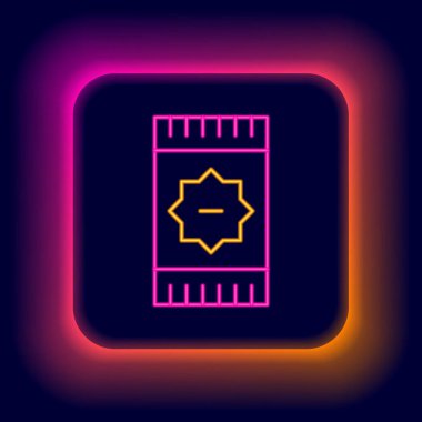 Parlayan neon hattı Meksika halı ikonu siyah arka planda izole edildi. Renkli taslak konsepti. Vektör