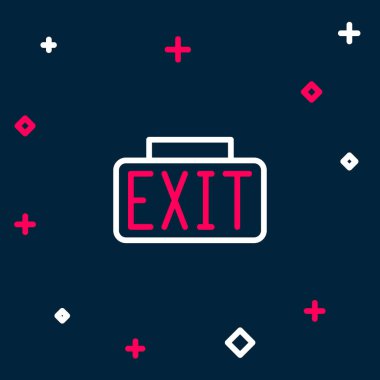 Line Exit icon isolated on blue background. Fire emergency icon. Colorful outline concept. Vector