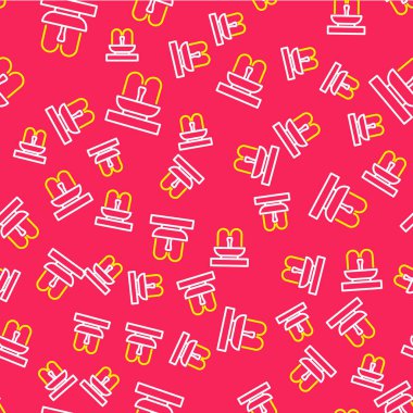 Line Fountain simgesi kırmızı arkaplanda izole edilmiş kusursuz desen. Vektör