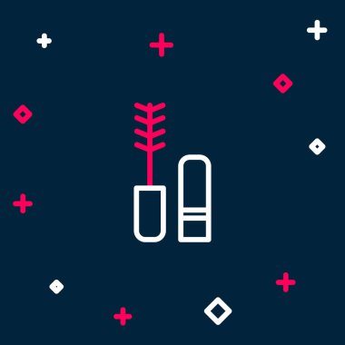 Mascara çizgi fırça simgesi mavi arkaplanda izole edildi. Renkli taslak konsepti. Vektör