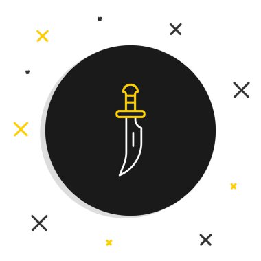 Hançer çizgi simgesi beyaz arkaplanda izole edildi. Bıçak ikonu. Keskin bıçaklı kılıç. Renkli taslak konsepti. Vektör