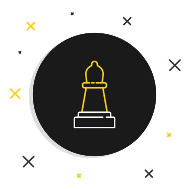 Satranç çizgisi simgesi beyaz arkaplanda izole edildi. İş stratejisi. Oyun, yönetim, finans. Renkli taslak konsepti. Vektör