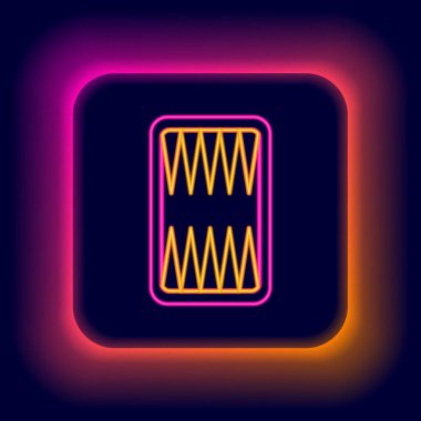 Parlayan neon hattı Tavla tahtası simgesi siyah arkaplanda izole edildi. Renkli taslak konsepti. Vektör