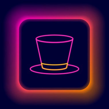 Parlayan neon hattı silindir şapka simgesi siyah arkaplanda izole edildi. Renkli taslak konsepti. Vektör