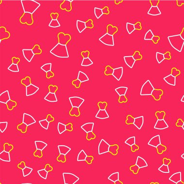 Çizgi Kadını giysi simgesi kırmızı arka planda izole edilmiş kusursuz desen. Kıyafet tabelası. Vektör