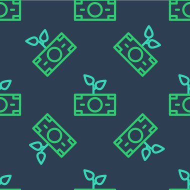 Çömlek ikonundaki Çizgi Para fabrikası mavi arka planda pürüzsüz desen izole etti. İş yatırımı büyüme konsepti. Para tasarrufu ve yatırım. Vektör