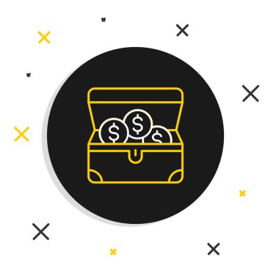 Çizgi Hazine sandığı simgesi beyaz arkaplanda izole edildi. Renkli taslak konsepti. Vektör