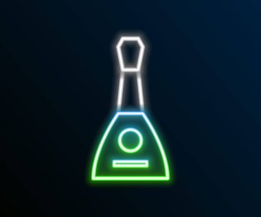 Parlayan neon hattı. Siyah zemin üzerinde izole edilmiş balalayka ikonu. Renkli taslak konsepti. Vektör