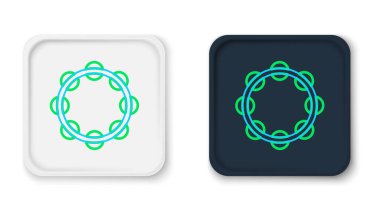 Çizgi müzik aleti perküsyon tef, metal plaka ikonu beyaz arka planda izole. Renkli taslak konsepti. Vektör