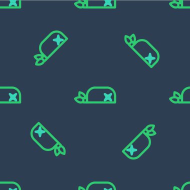 Baş simge için Line Pirate bandana mavi arka planda izole edilmiş pürüzsüz desen. Vektör