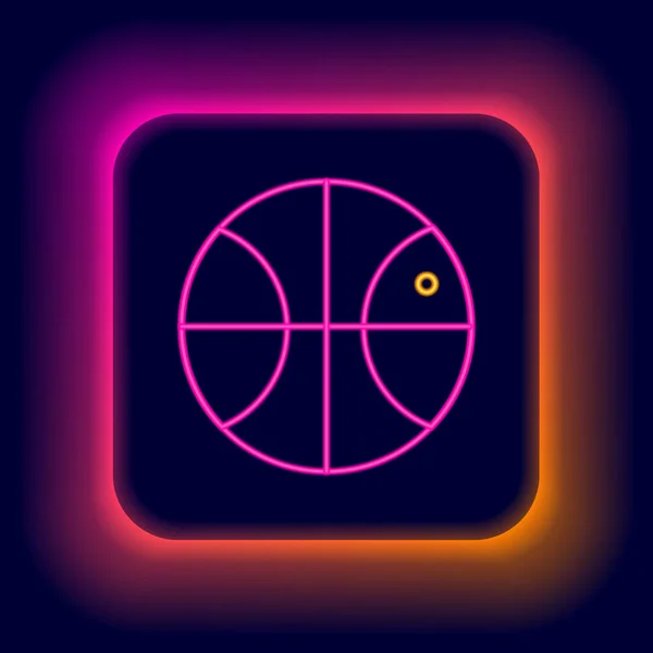 Brillante Icono Pelota Baloncesto Línea Neón Aislado Sobre Fondo Negro — Vector de stock