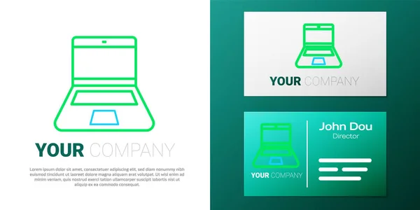 Linie Laptop Symbol Isoliert Auf Weißem Hintergrund Computer Notizbuch Mit — Stockvektor