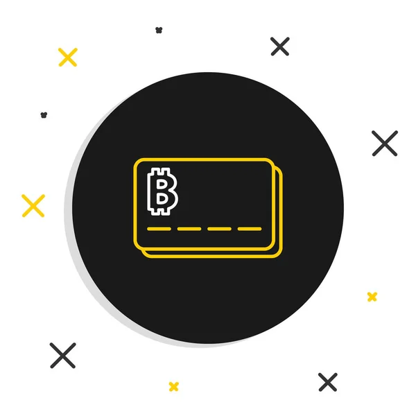 Linea Carta Credito Con Icona Bitcoin Isolata Sfondo Bianco Pagamento — Vettoriale Stock