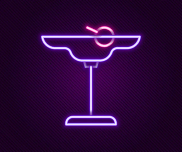 Gloeiende Neon Lijn Margarita Cocktailglas Met Kalk Icoon Geïsoleerd Zwarte — Stockvector